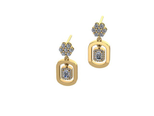 14 Ayar Altın 0.90 Karat Pırlanta sallantılı Küpe