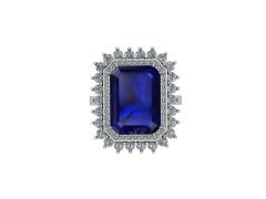 14 Ayar Altın 1.05 Karat Pırlanta 8.50 Karat Safir Yüzük