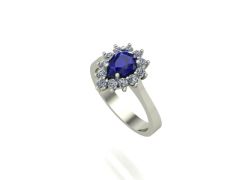 14 Ayar Altın 0.36 Karat Pırlanta 1.00 Karat Safir Yüzük