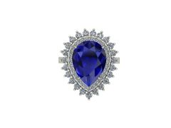14 Ayar Altın 0.94 Karat Pırlanta 4.00 Karat Safir Yüzük