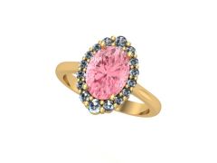14 Ayar Altın 0.22 Karat Pırlanta 1.40 Karat Pembe Safir Yüzük