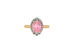 14 Ayar Altın 0.22 Karat Pırlanta 1.40 Karat Pembe Safir Yüzük