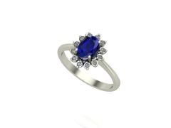 14 Ayar Altın 0.06 Karat Pırlanta 1.00 Karat Safir Yüzük