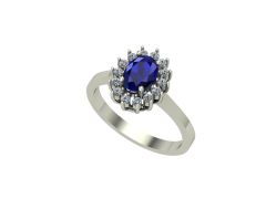 14 Ayar Altın 0.20 Karat Pırlanta 1.00 Karat Safir Yüzük