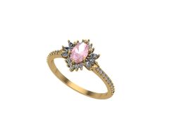 14 Ayar Altın 0.22 Karat Pırlanta 0.40 Karat Pembe Safir Yüzük