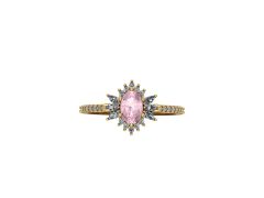 14 Ayar Altın 0.22 Karat Pırlanta 0.40 Karat Pembe Safir Yüzük