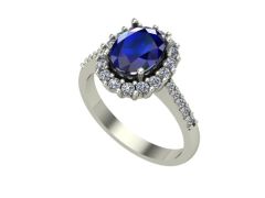 14 Ayar Altın 0.44 Karat Pırlanta 1.20 Karat Safir Yüzük