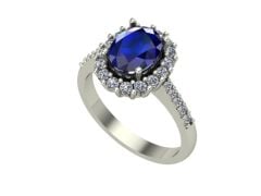 14 Ayar Altın 0.44 Karat Pırlanta 1.20 Karat Safir Yüzük