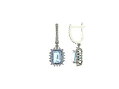 14 ayar Altın Set 0.70 Karat Pırlanta 3.60 Karat Aguamarine Küpe