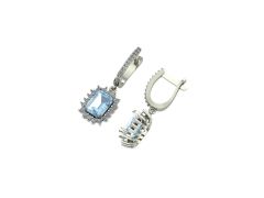 14 ayar Altın Set 0.70 Karat Pırlanta 3.60 Karat Aguamarine Küpe