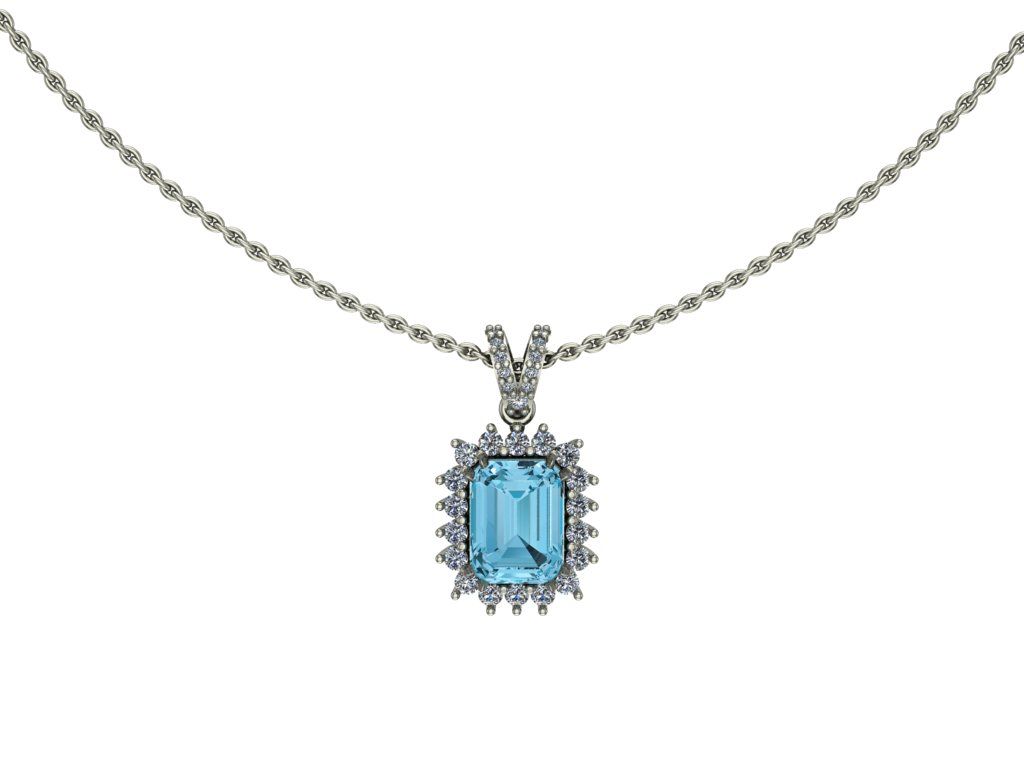 14 Ayar Altın Set 0.35 Karat Pırlanta 1.80 Karat Aquamarine  Kolye