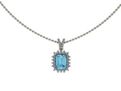 14 Ayar Altın Set 0.35 Karat Pırlanta 1.80 Karat Aquamarine  Kolye