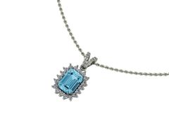 14 Ayar Altın Set 0.35 Karat Pırlanta 1.80 Karat Aguamarie  Kolye