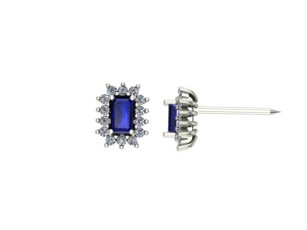 14 ayar Altın Set 0.30 Karat Pırlanta 0.60 Karat Safir Küpe