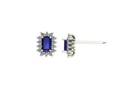 14 ayar Altın Set 0.30 Karat Pırlanta 0.60 Karat Safir Küpe