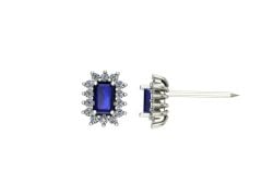 14 ayar Altın Set 0.30 Karat Pırlanta 0.60 Karat Safir Küpe