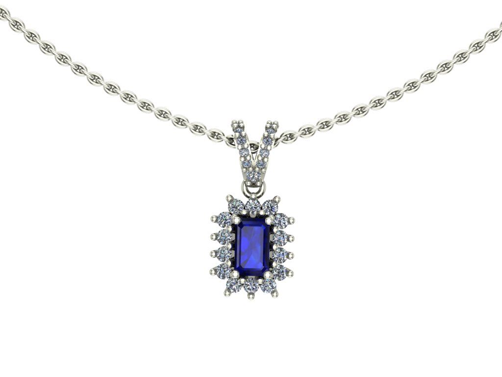 14 Ayar Altın Set 0.20 Karat Pırlanta 0.30 Karat Safir Kolye