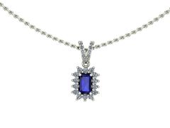 14 Ayar Altın Set 0.20 Karat Pırlanta 0.30 Karat Safir Kolye