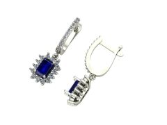 14 ayar Altın Set 0.58 Karat Pırlanta 1.20 Karat Safir Küpe