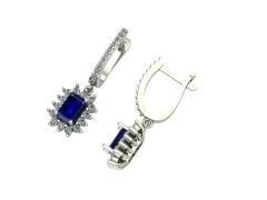 14 ayar Altın Set 0.58 Karat Pırlanta 1.20 Karat Safir Küpe