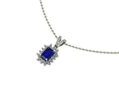 14 Ayar Altın Set 0.28 Karat Pırlanta 0.60 Karat Safir Kolye