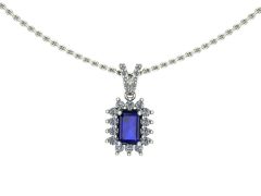 14 Ayar Altın Set 0.28 Karat Pırlanta 0.60 Karat Safir Kolye