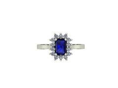 14 Ayar Altın Set 0.24Karat Pırlanta 0.60 Karat Safir Yüzük