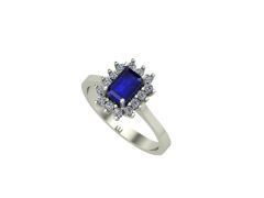 14 Ayar Altın Set 0.24Karat Pırlanta 0.60 Karat Safir Yüzük