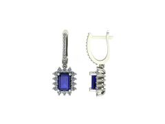 14 ayar Altın 3.60 gram Set 0.76 Karat Pırlanta 2.00 Karat Safir Küpe