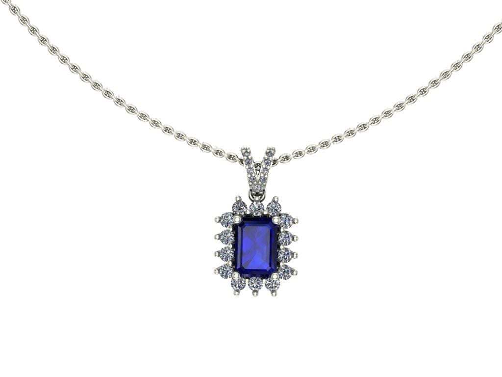 14 Ayar Altın 2.60 Gram Set 0.38 Karat Pırlanta 1.00 Karat Safir Kolye