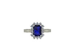 14 Ayar Altın Set 0.34 Karat Pırlanta 1.00 Karat Safir Yüzük