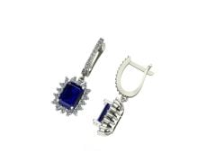 14 ayar Altın 4.20 gram Set 0.86 Karat Pırlanta 3.60 Karat Safir Küpe