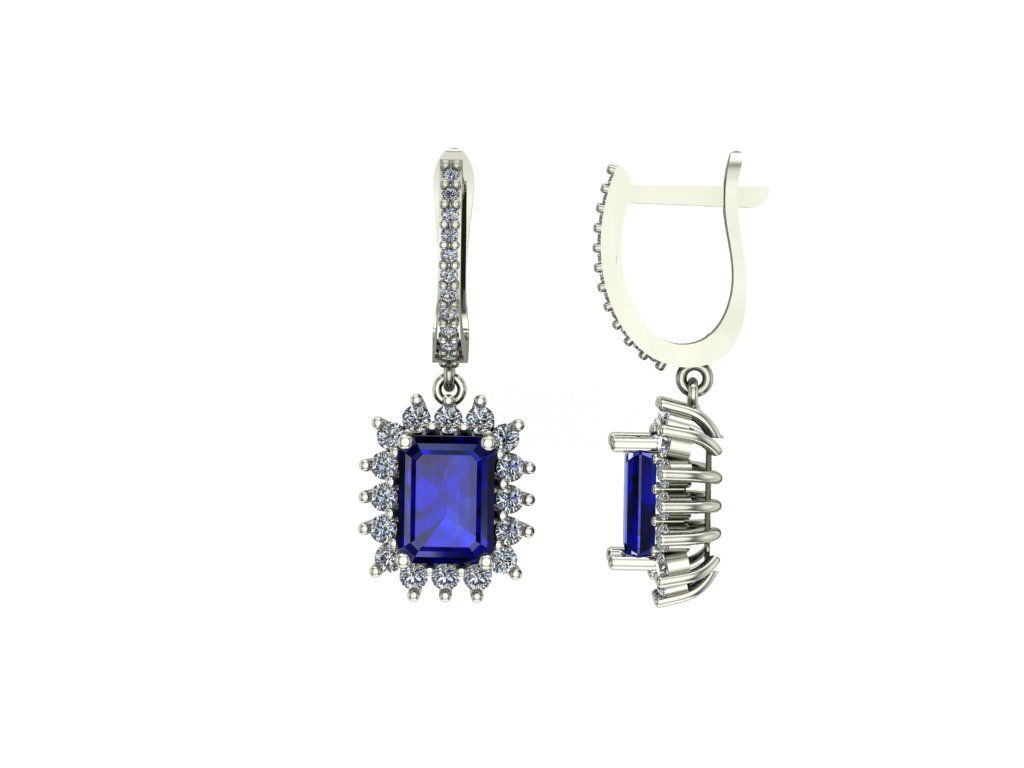 14 ayar Altın 4.20 gram Set 0.86 Karat Pırlanta 3.60 Karat Safir Küpe