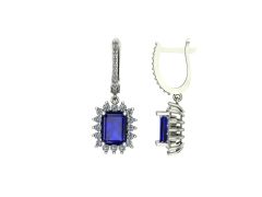 14 ayar Altın 4.20 gram Set 0.86 Karat Pırlanta 3.60 Karat Safir Küpe