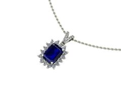 14 Ayar Altın 2.90 Gram Set 0.43 Karat Pırlanta 1.80 Karat Safir Kolye