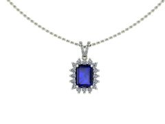 14 Ayar Altın 2.90 Gram Set 0.43 Karat Pırlanta 1.80 Karat Safir Kolye