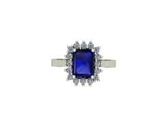 14 Ayar Altın Set 0.40 Karat Pırlanta 1.80 Karat Safir Yüzük