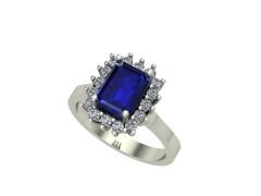 14 Ayar Altın Set 0.40 Karat Pırlanta 1.80 Karat Safir Yüzük