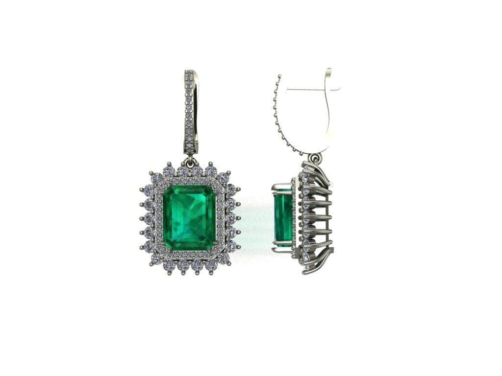 14 ayar Altın Set 2.00 Karat Pırlanta 8.00 Karat Zümrüt Küpe