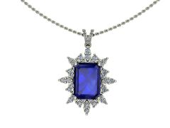 14 Ayar Altın Set 0.70 Karat Pırlanta 5.00 Karat Safir Kolye