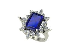 14 Ayar Altın Set 0.65 Karat Pırlanta 5.00 Karat Safir Yüzük