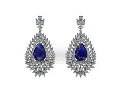 14 ayar Altın Set 8.40 Karat Pırlanta 10.00 Karat Safir Küpe