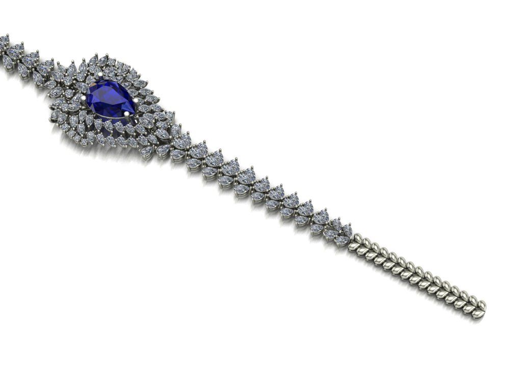 14 ayar Altın Set 9.00 Karat Pırlanta 5.00 Karat Safir Bileklik