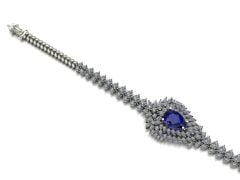 14 ayar Altın Set 9.00 Karat Pırlanta 5.00 Karat Safir Bileklik