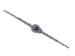14 ayar Altın Set 9.00 Karat Pırlanta 5.00 Karat Safir Bileklik