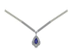 14 Ayar Altın Set 9.50 Karat Pırlanta 6.00 Karat Safir Gerdanlık