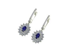 14 ayar Altın Set 1.10 Karat Pırlanta 0.30 Karat Safir Küpe