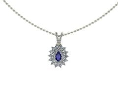 14 Ayar Altın Set 0.55 Karat Pırlanta 0.15 Karat Safir Kolye