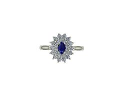 14 Ayar Altın Set 0.50 Karat Pırlanta 0.15 Karat Safir Yüzük