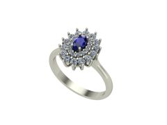 14 Ayar Altın Set 0.50 Karat Pırlanta 0.15 Karat Safir Yüzük